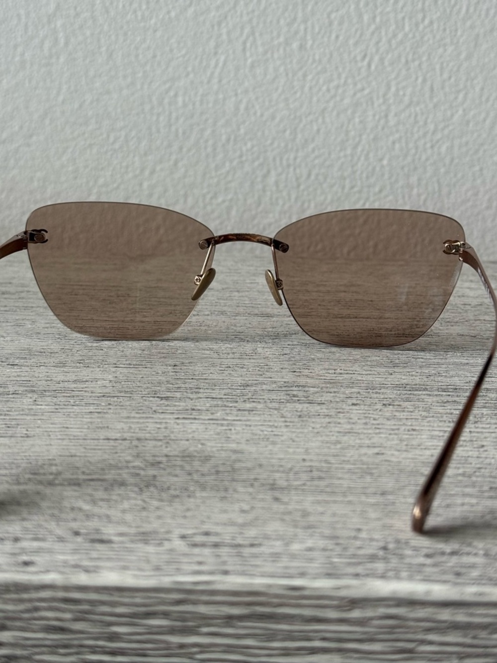 CHANEL Rimless Titanium Gold Cat Eye Sunglasses, 4286-T - Picture 3 of 7